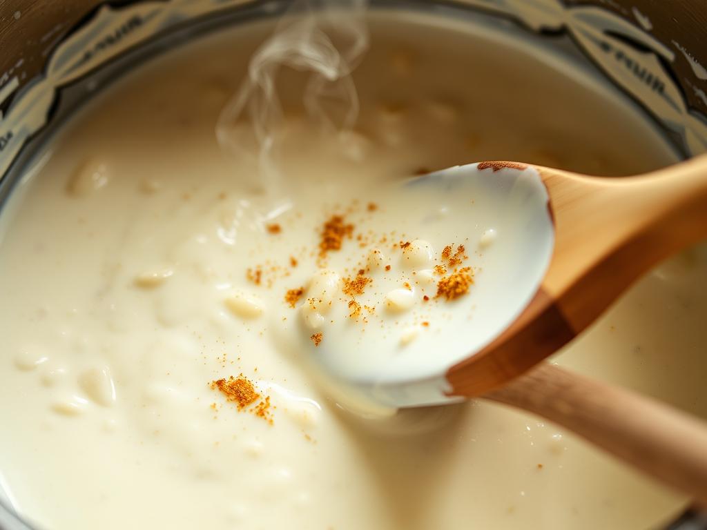 Préparation de la sauce crémeuse pour le gratin de gnocchi