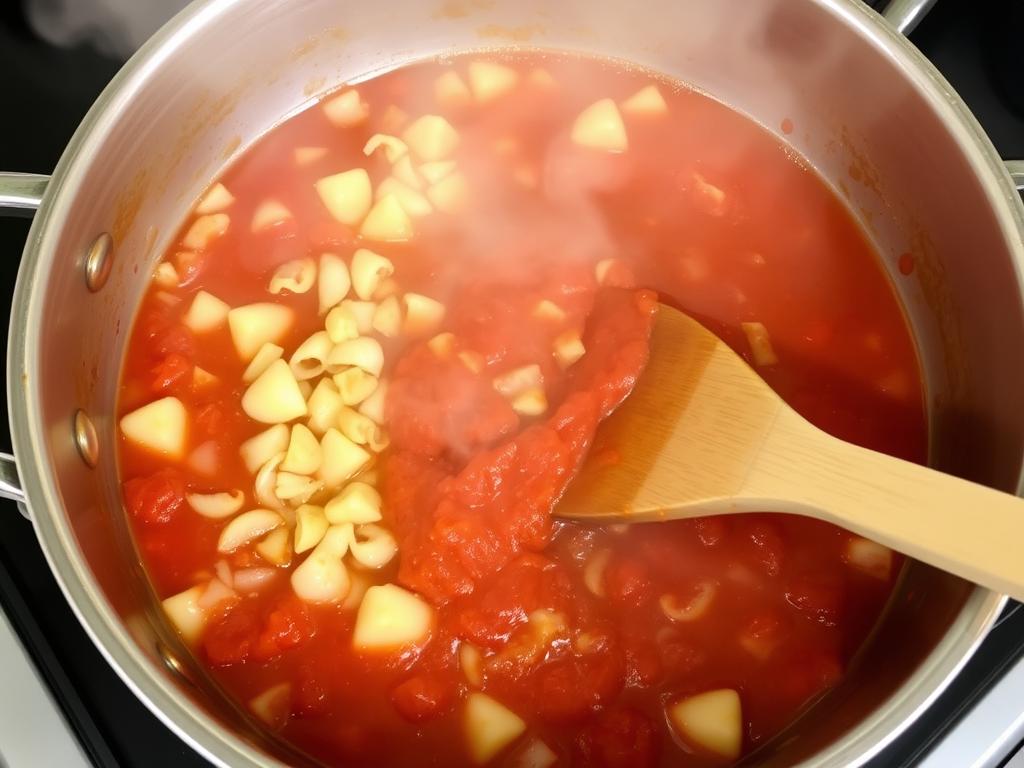 Préparation de la sauce tomate pour le gratin de gnocchi
