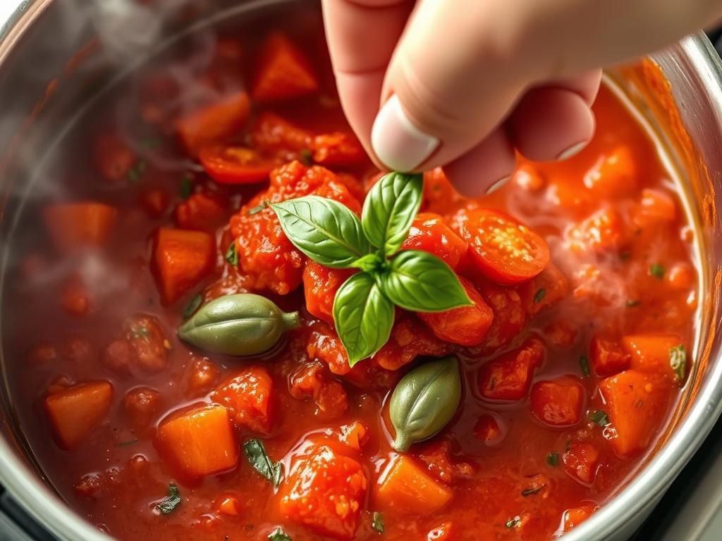 Préparation d'une sauce tomate maison pour le gratin de gnocchi