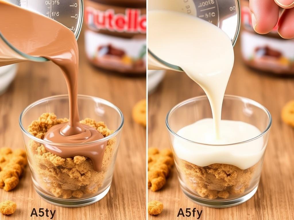 Ajout du mélange nutella-lait sur les speculoos