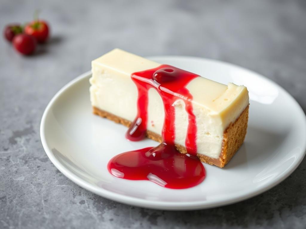 Cheesecake avec sauce de fruits rouges