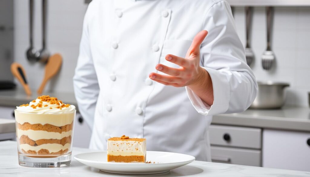 Chef partageant ses astuces pour réussir le tiramisu speculoos mascarpone
