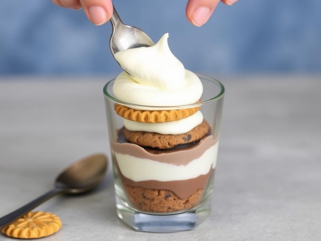 Couche de crème mascarpone sur les speculoos imbibés de nutella