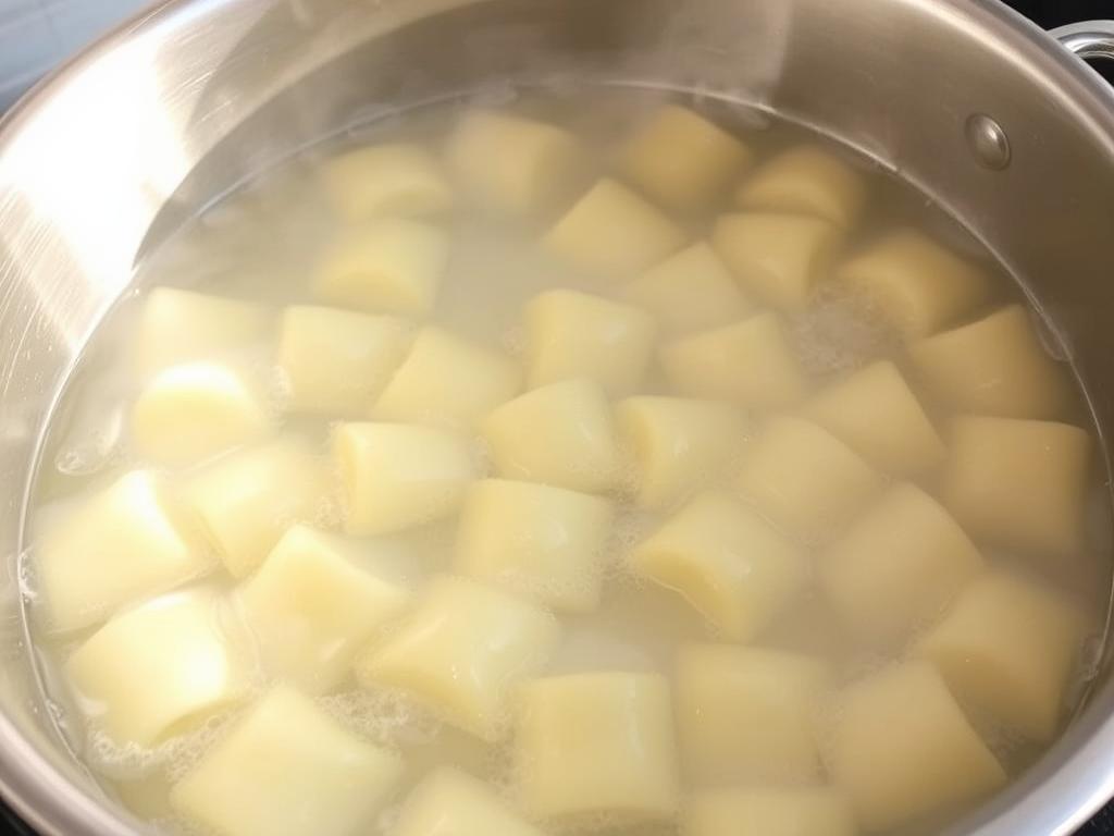 Cuisson des gnocchis dans l'eau bouillante