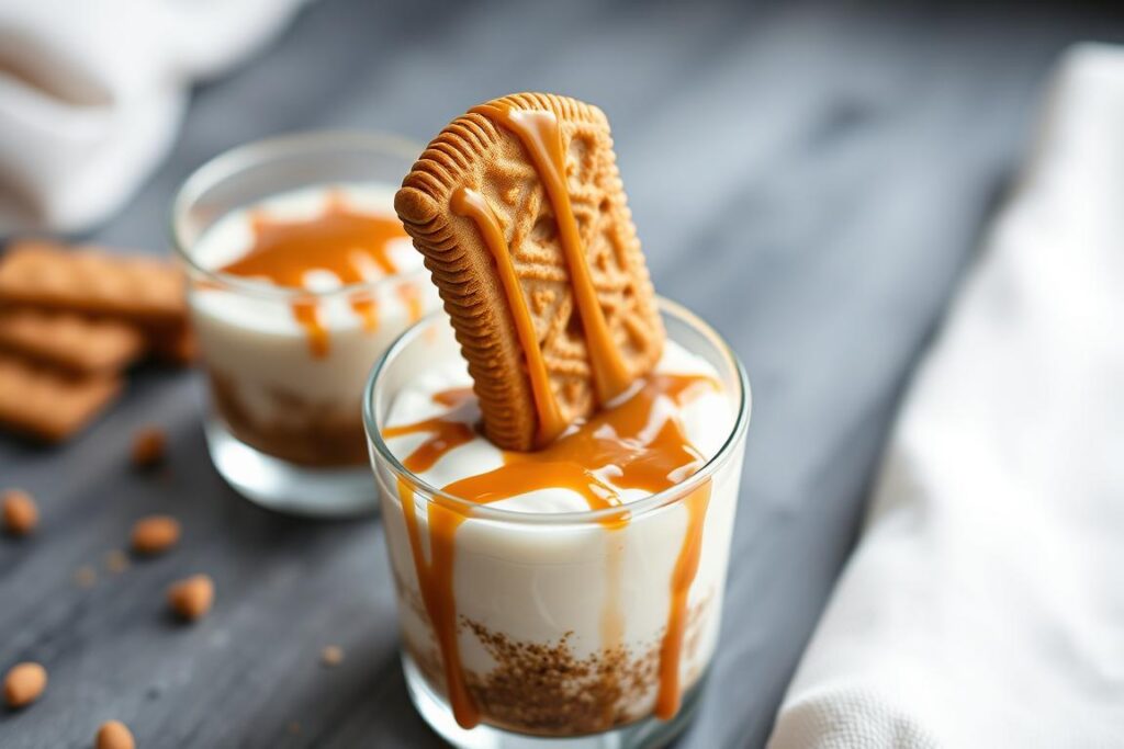 Décoration finale du tiramisu avec un biscuit speculoos et de la pâte à speculoos