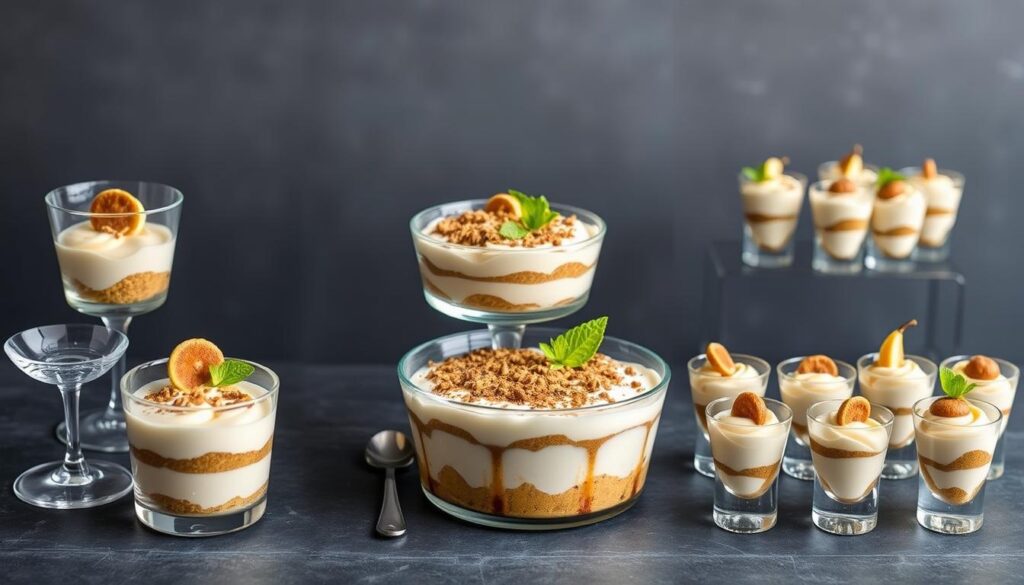 Différentes présentations du tiramisu poire speculoos