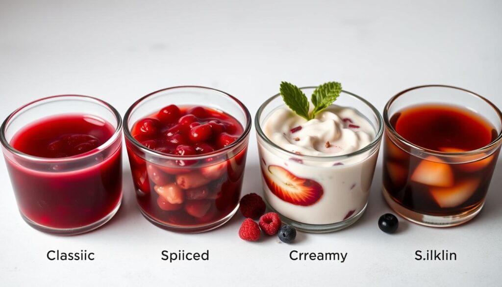 Différentes variations de sauce aux fruits rouges