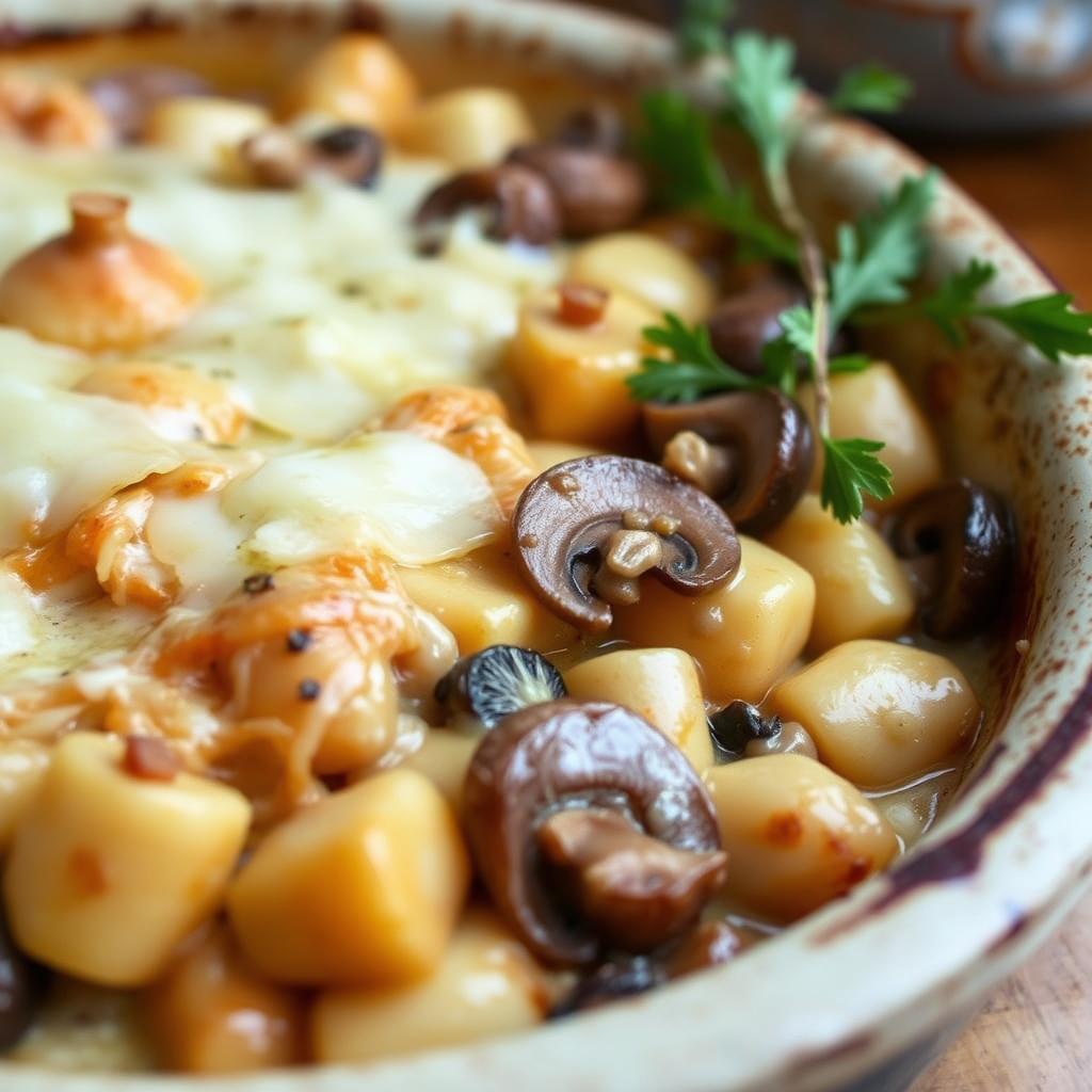 Gratin de gnocchi crème aux champignons forestiers