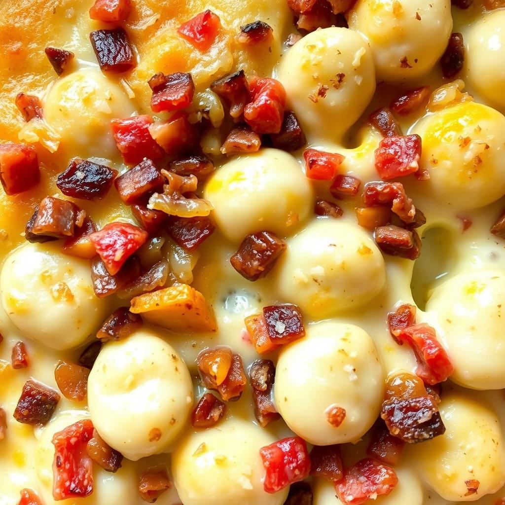 Gratin de gnocchi crème aux lardons et oignons