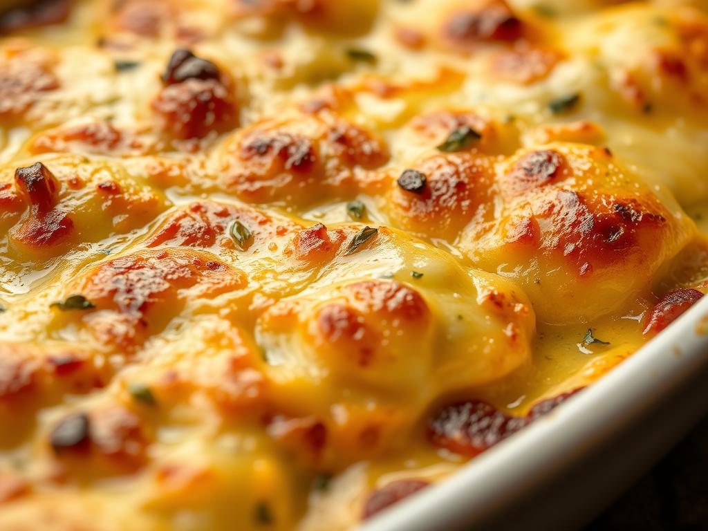 Gratin de gnocchi crème avec une croûte dorée parfaite