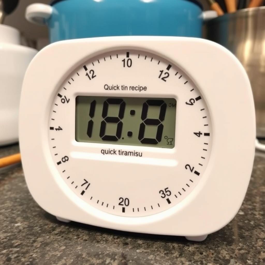 Horloge indiquant 15 minutes pour la préparation du tiramisu