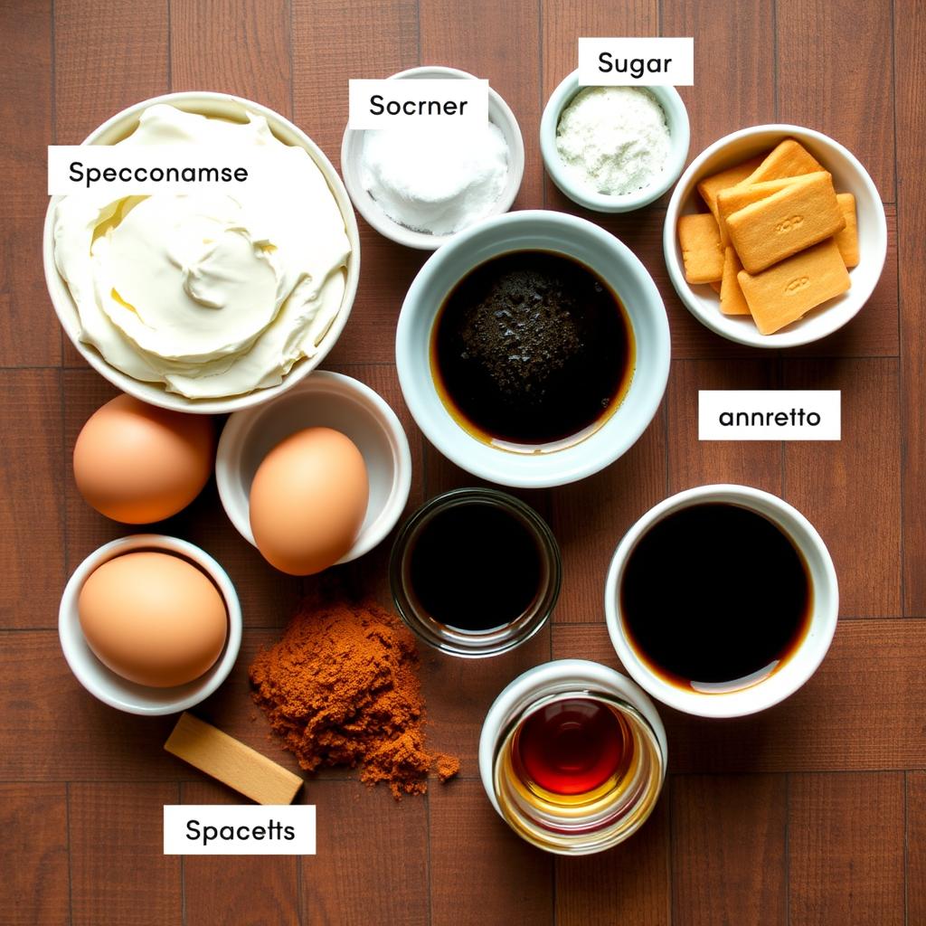 Ingrédients disposés pour la recette tiramisu speculoos Ingrédients disposés pour la recette tiramisu speculoos