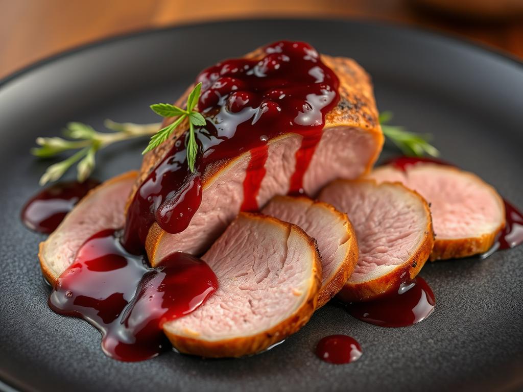 Magret de canard avec sauce de fruits rouges