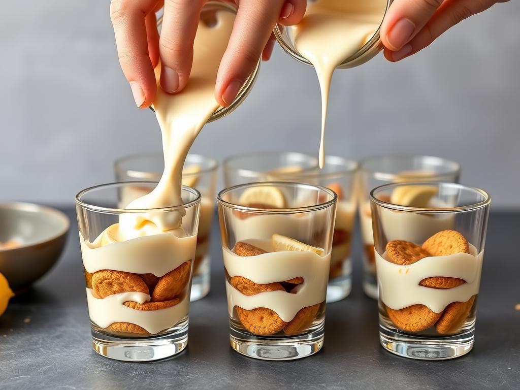 Montage du tiramisu citron speculoos en verrines avec alternance de couches