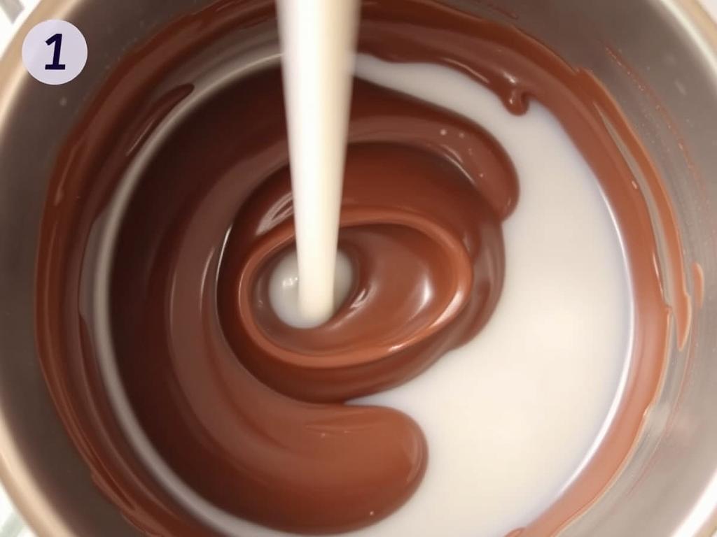Nutella fondu avec du lait pour le tiramisu au nutella et speculoos