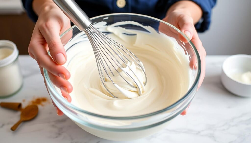 Préparation de la crème au mascarpone pour le tiramisu speculoos