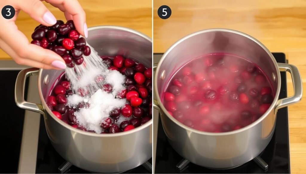 Préparation de la sauce de fruits rouges