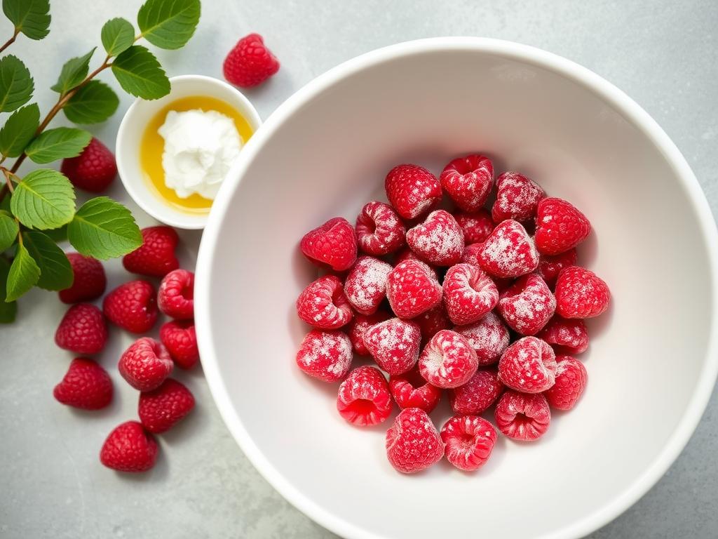 Préparation des framboises pour le tiramisu framboises speculoos