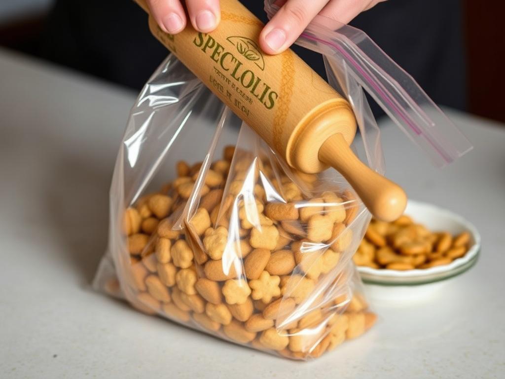 Préparation des spéculoos émiettés pour le tiramisu