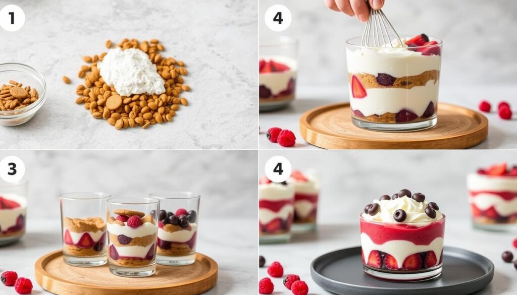 Préparation du tiramisu speculoos fruits rouges étape par étape