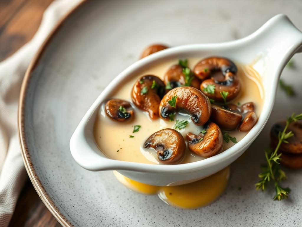 Sauce à la moutarde de Dijon avec des champignons