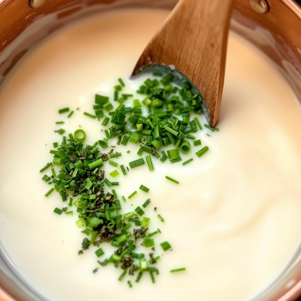 Sauce au fromage râpé aux herbes fraîches