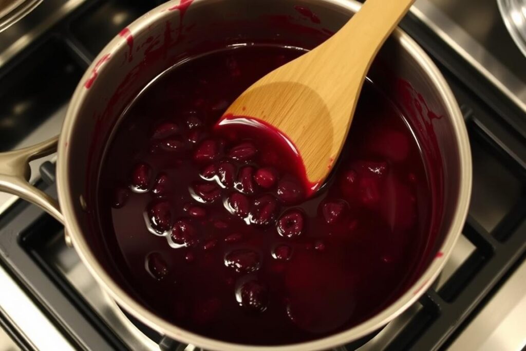 Sauce de fruits rouges pour viande en préparation