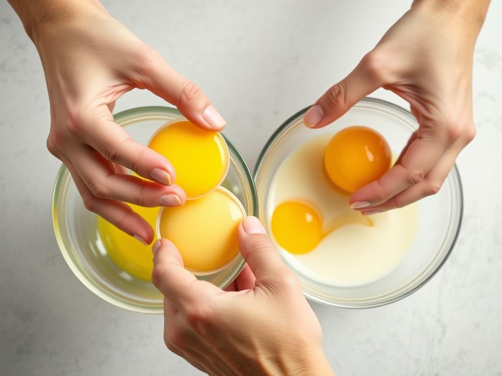 Séparation des blancs et des jaunes d'œufs pour le tiramisu au nutella et speculoos