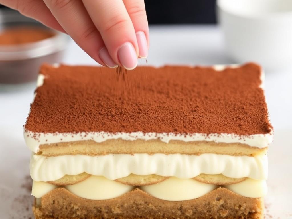 Tiramisu au nutella et speculoos saupoudré de cacao