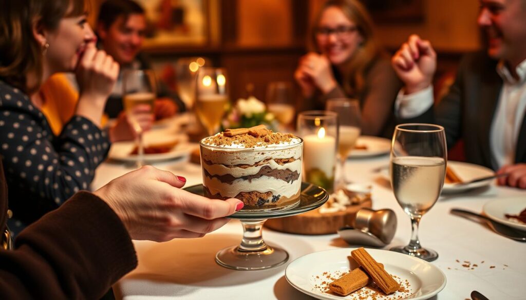 Tiramisu au nutella et speculoos servi à table