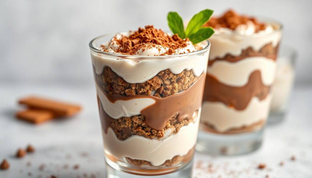 Tiramisu au nutella et speculoos servi dans une verrine transparente
