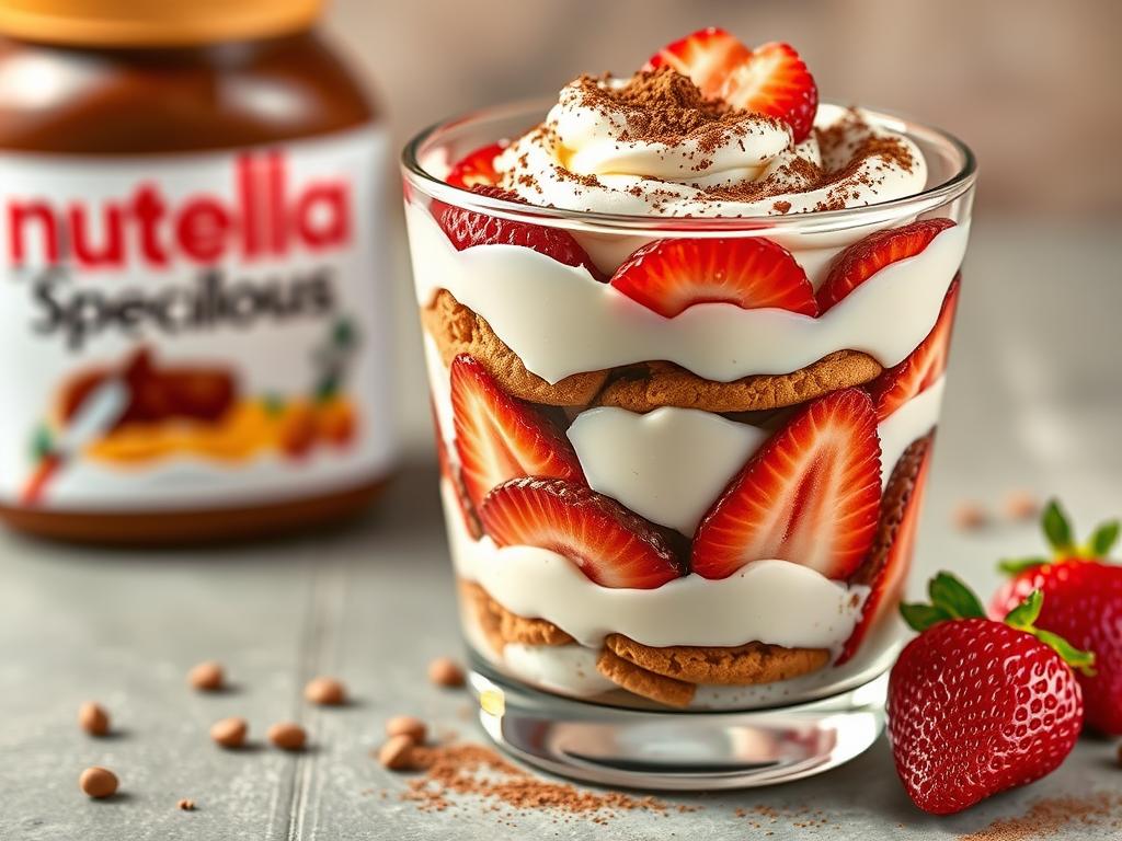 Tiramisu au nutella, speculoos et fraises