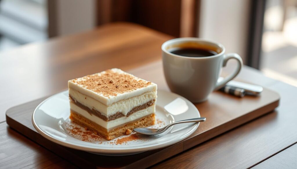 Tiramisu aux speculoos servi avec du café Tiramisu aux speculoos servi avec du café