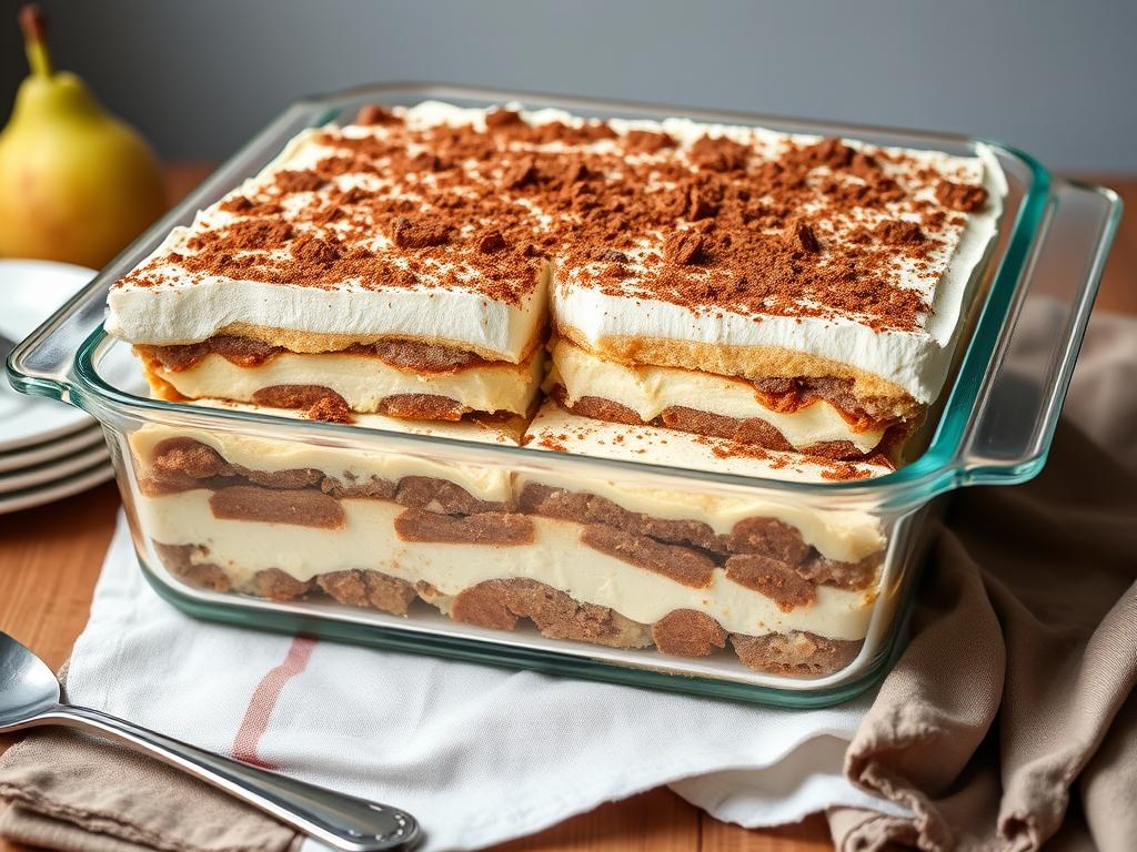 Tiramisu poire speculoos en plat familial