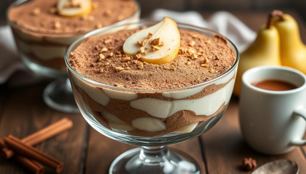 Tiramisu poire speculoos terminé et prêt à être dégusté