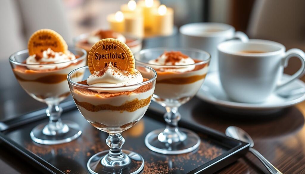 Tiramisu speculoos pomme décoré et prêt à être servi