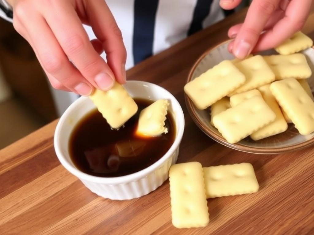Trempage des biscuits dans le café pour le tiramisu