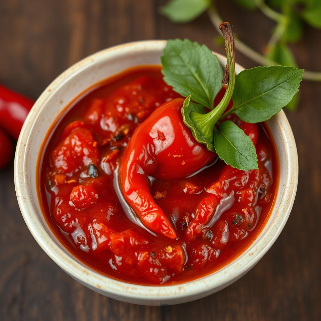 Version épicée de la sauce aux tomates séchées avec du piment